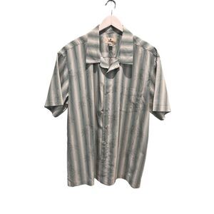 Solitude blue and white striped 100% cotton Hawaiian shirt - XL